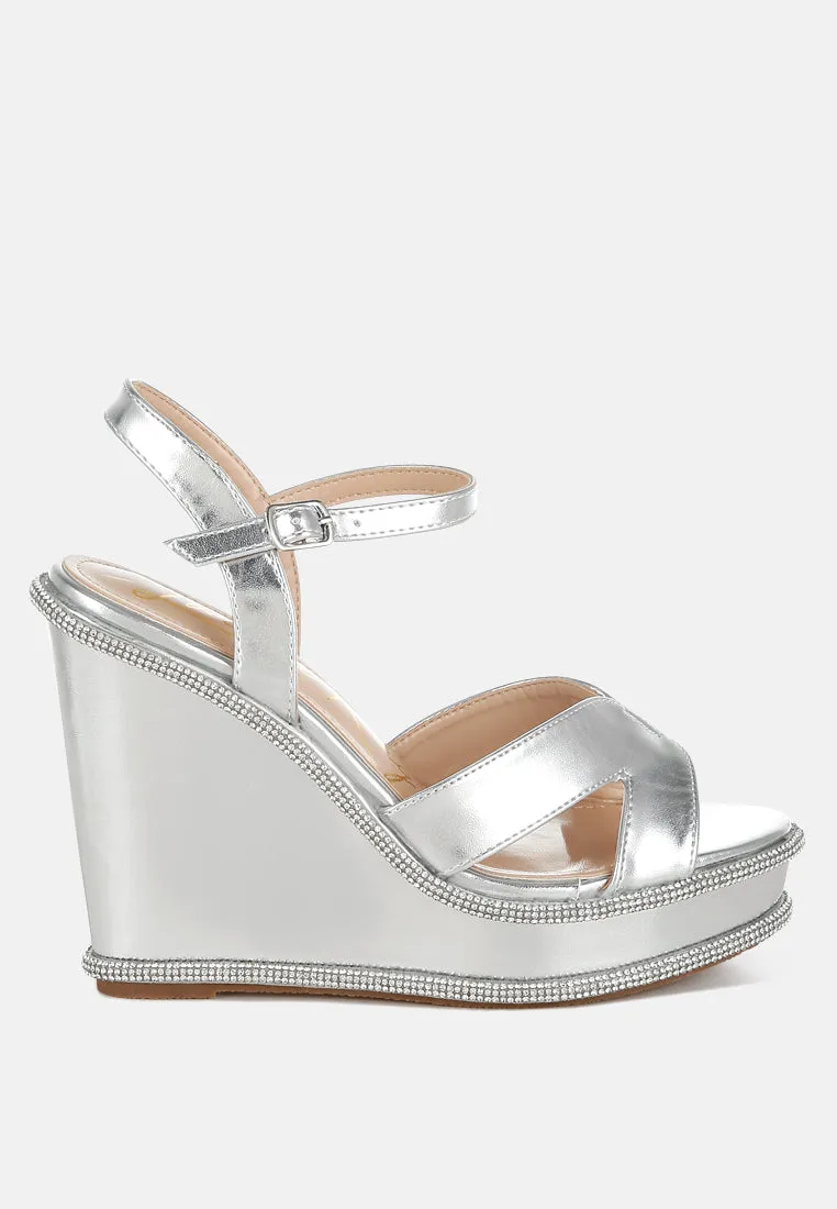 Regina Rhinestones Embellished Wedge Sandals