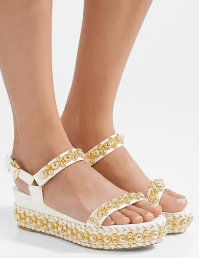 'Rondaclou' 60 Studded Leather Wedge Sandals