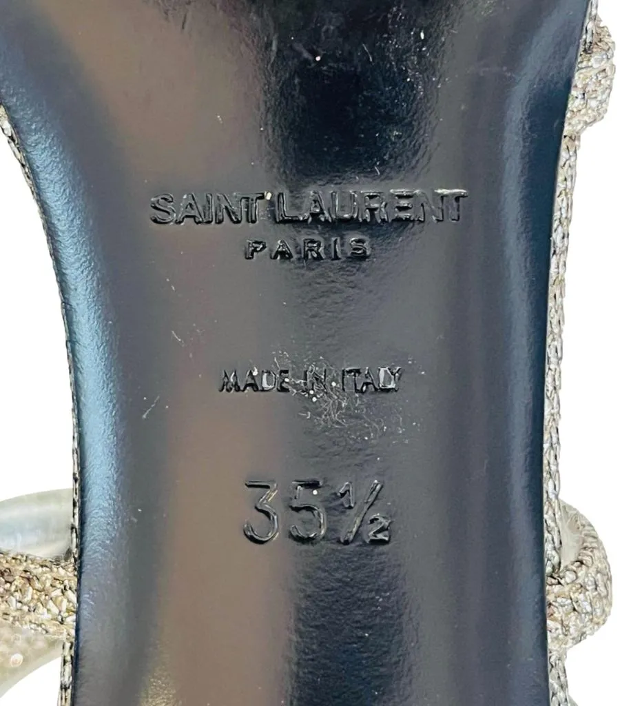 Saint Laurent Strappy Glitter Mesh Sandals. Size 35.5