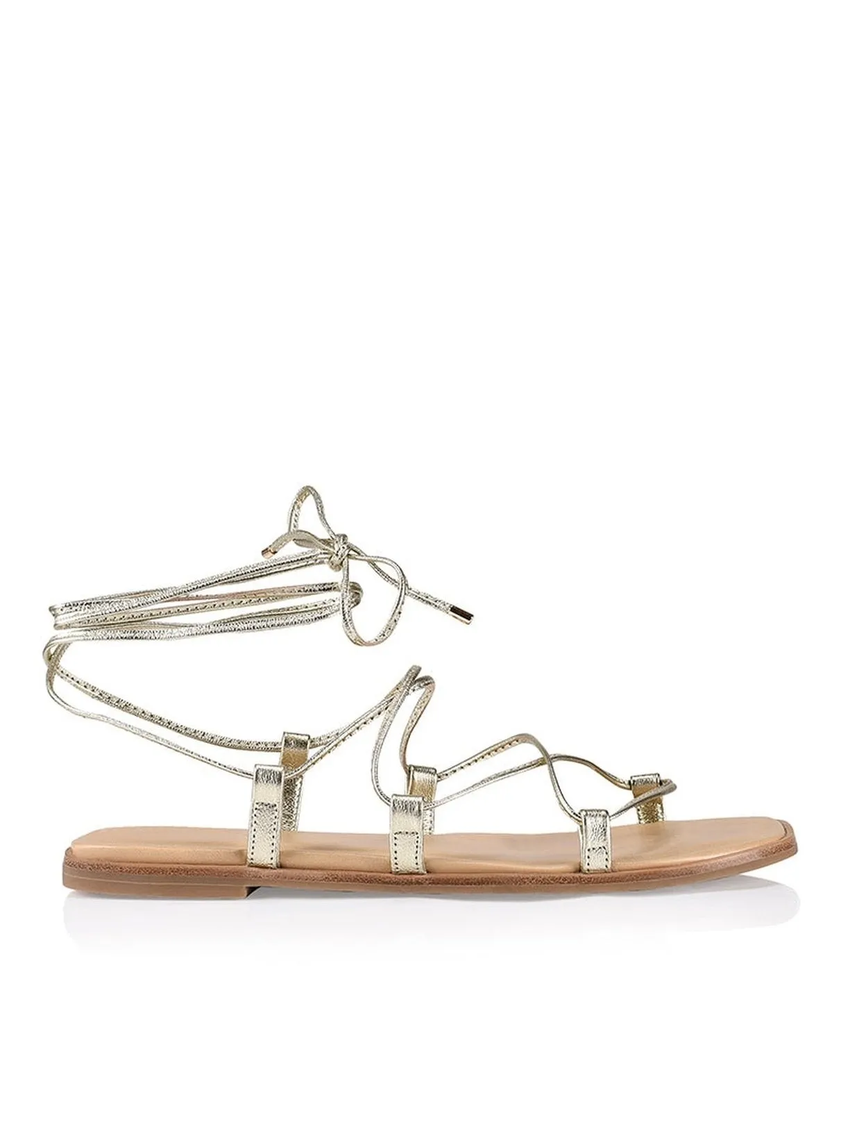 Sammie Tie Up Sandals - Soft Gold Leather