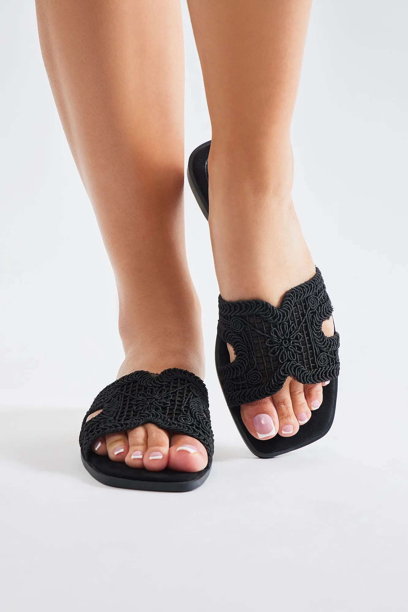 Set You Free Crochet Sandals - Black