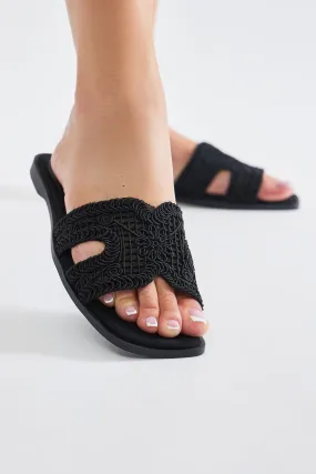 Set You Free Crochet Sandals - Black