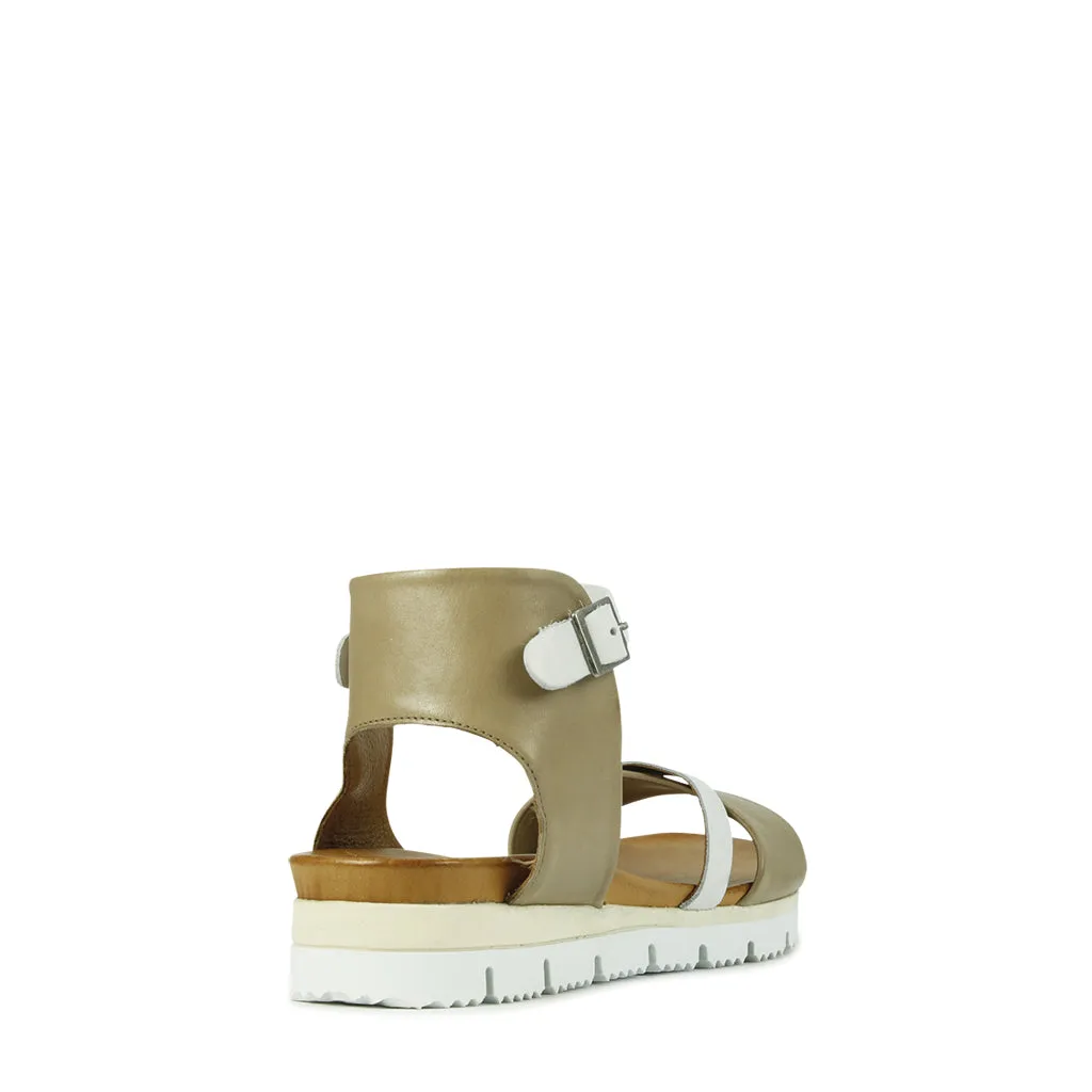 Sode Leather Ankle Strap Sandals