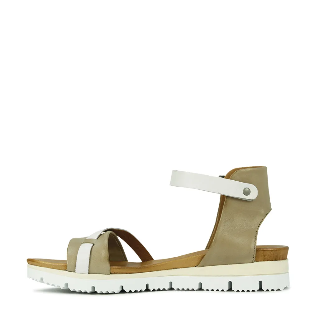 Sode Leather Ankle Strap Sandals