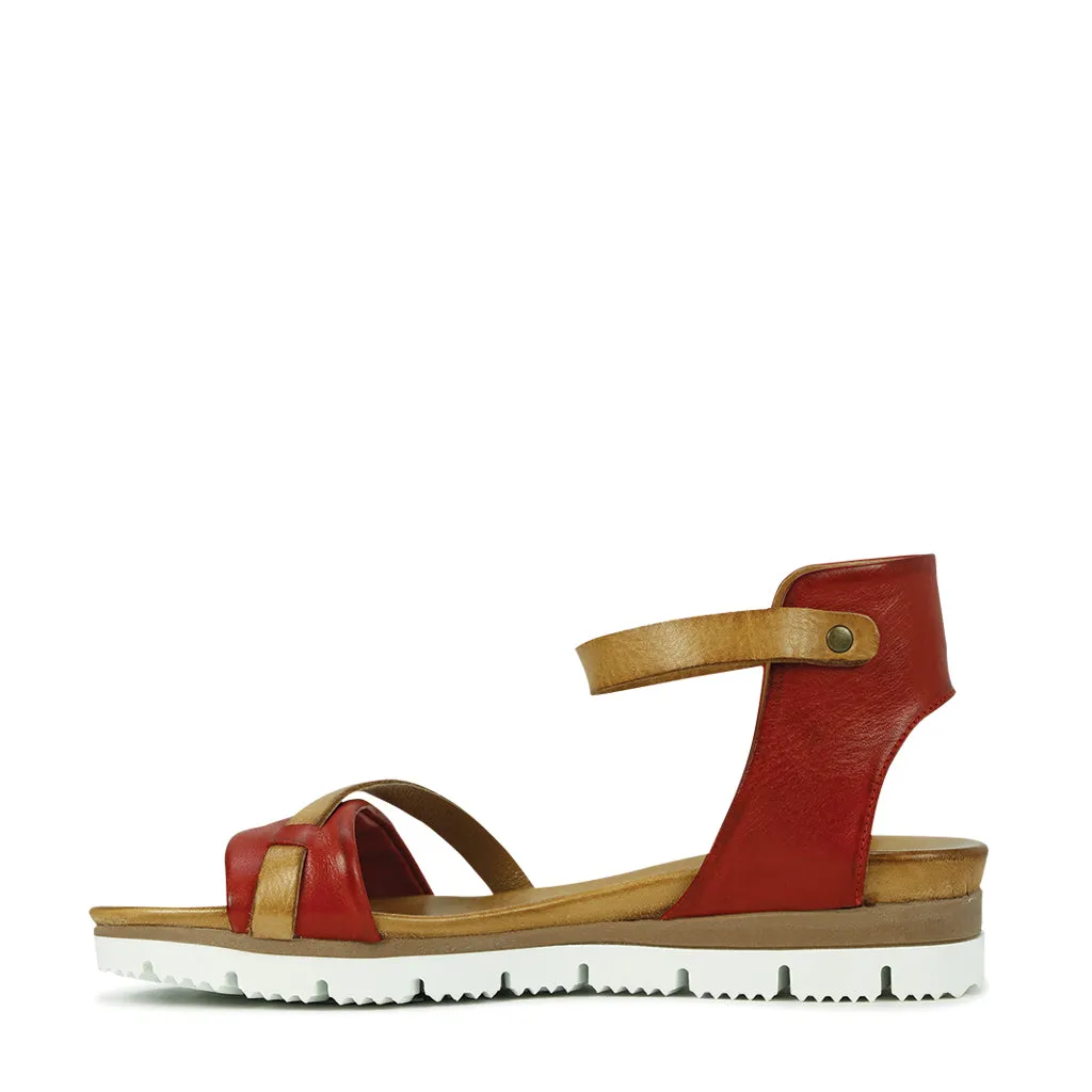 Sode Leather Ankle Strap Sandals