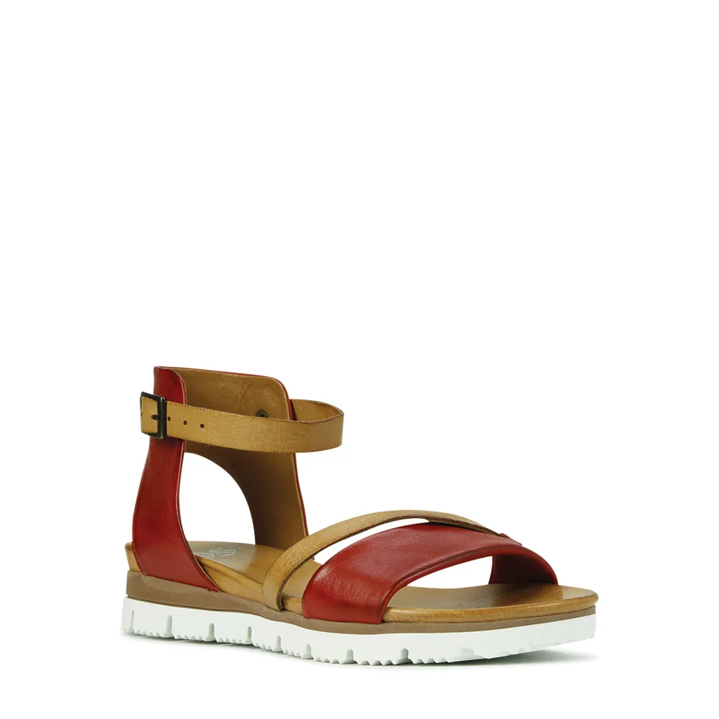 Sode Leather Ankle Strap Sandals