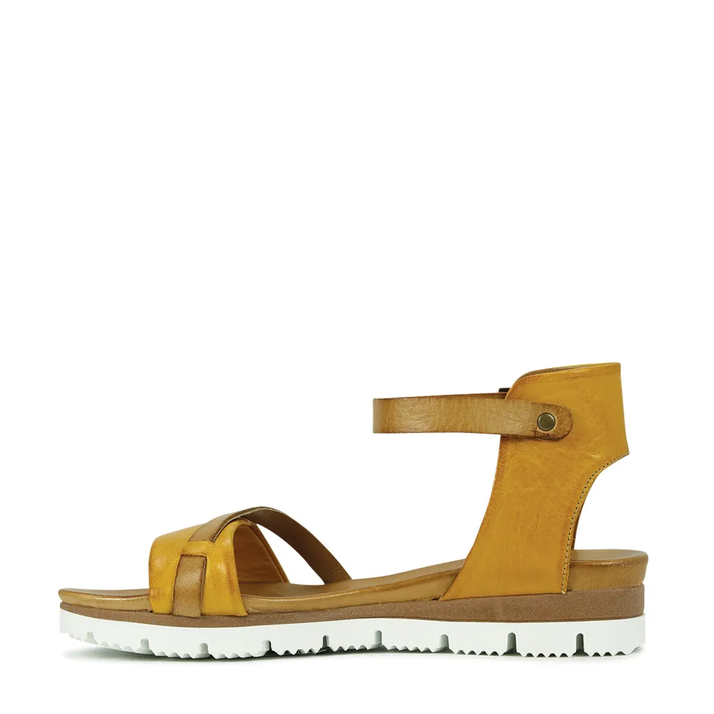 Sode Leather Ankle Strap Sandals