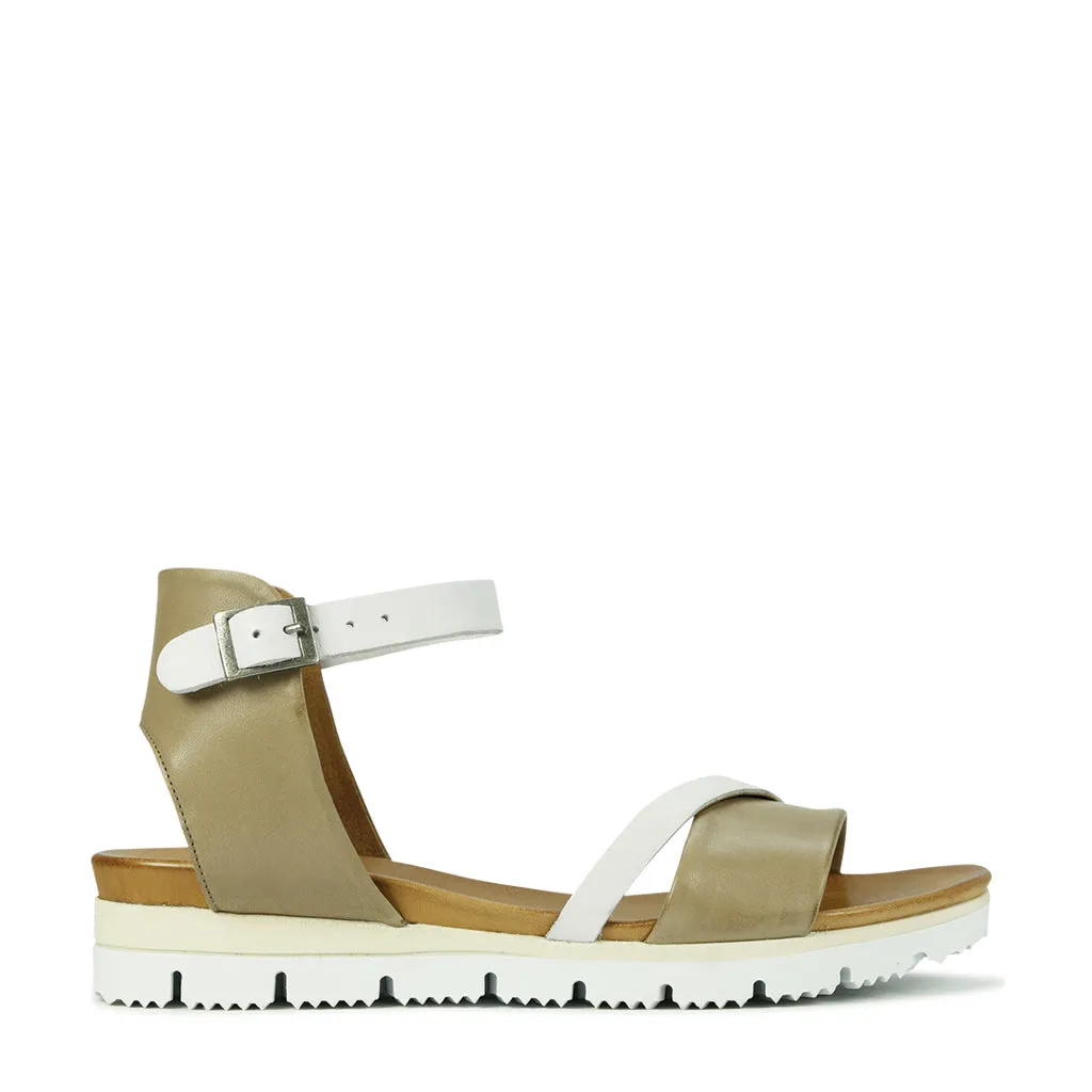 Sode Leather Ankle Strap Sandals