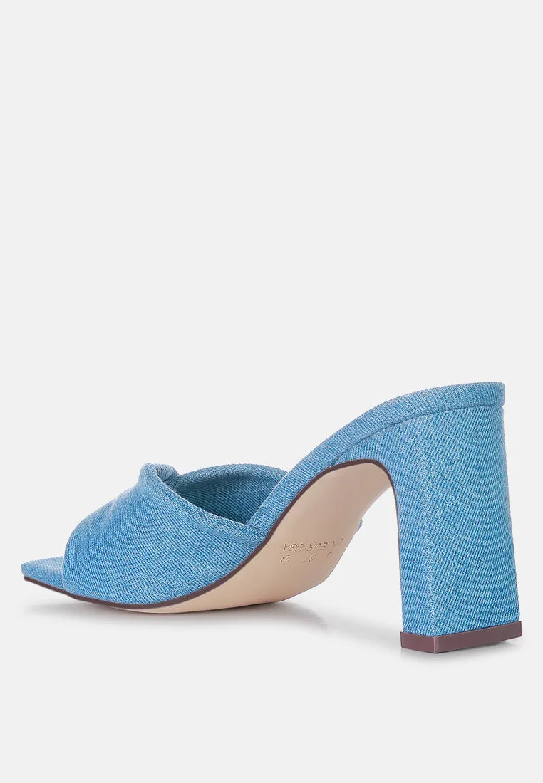 Soft Flirt Italian Block Heel Denim Sandals