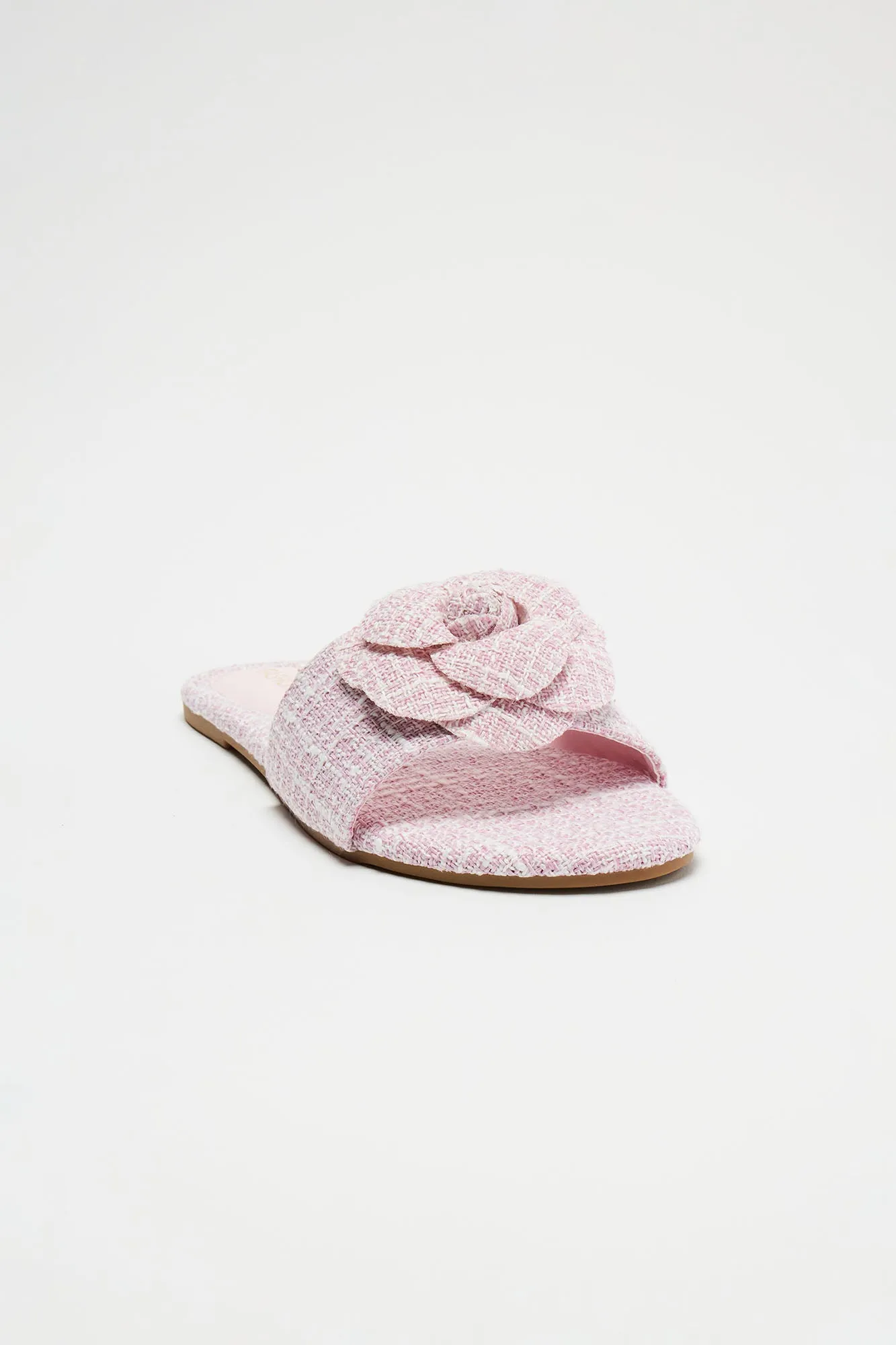 Spring Blossoms Tweed Sandals - Pink