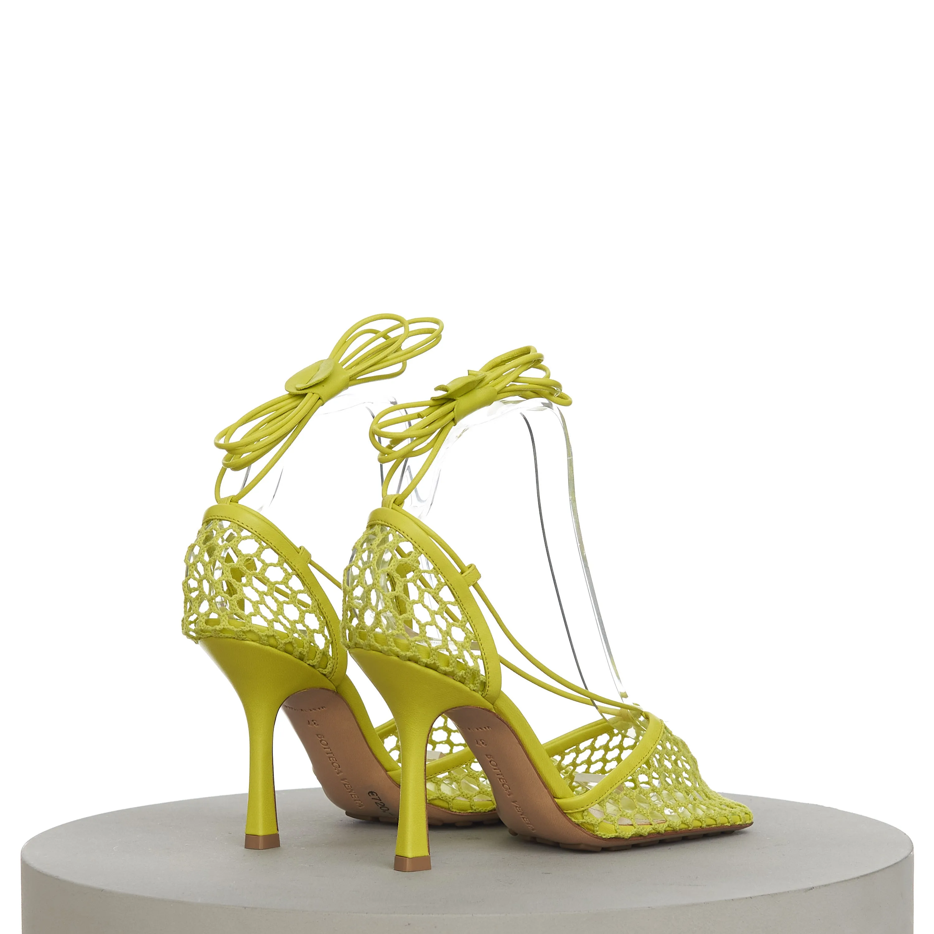 Stretch Sandals In Kiwi Green Mesh & Leather