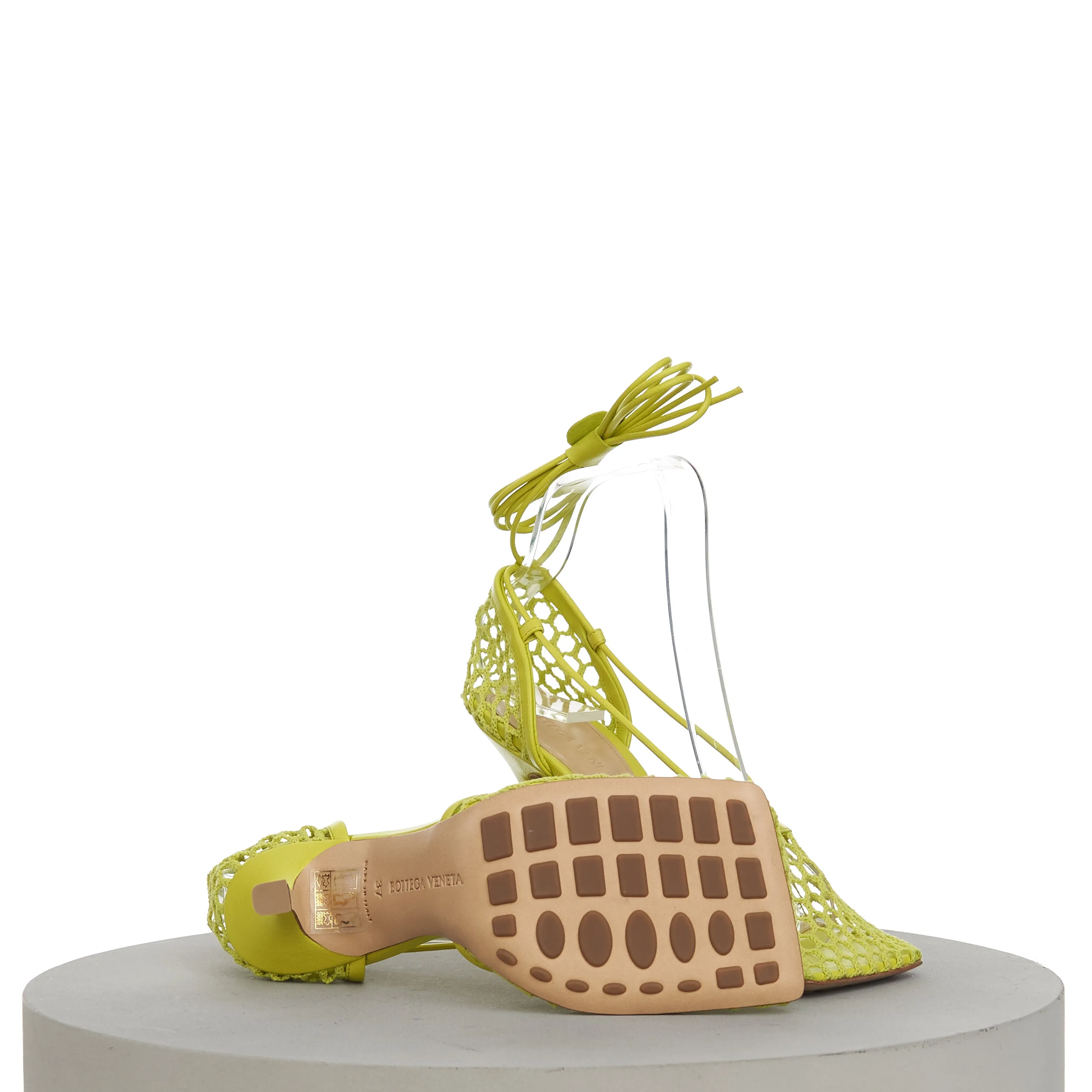 Stretch Sandals In Kiwi Green Mesh & Leather