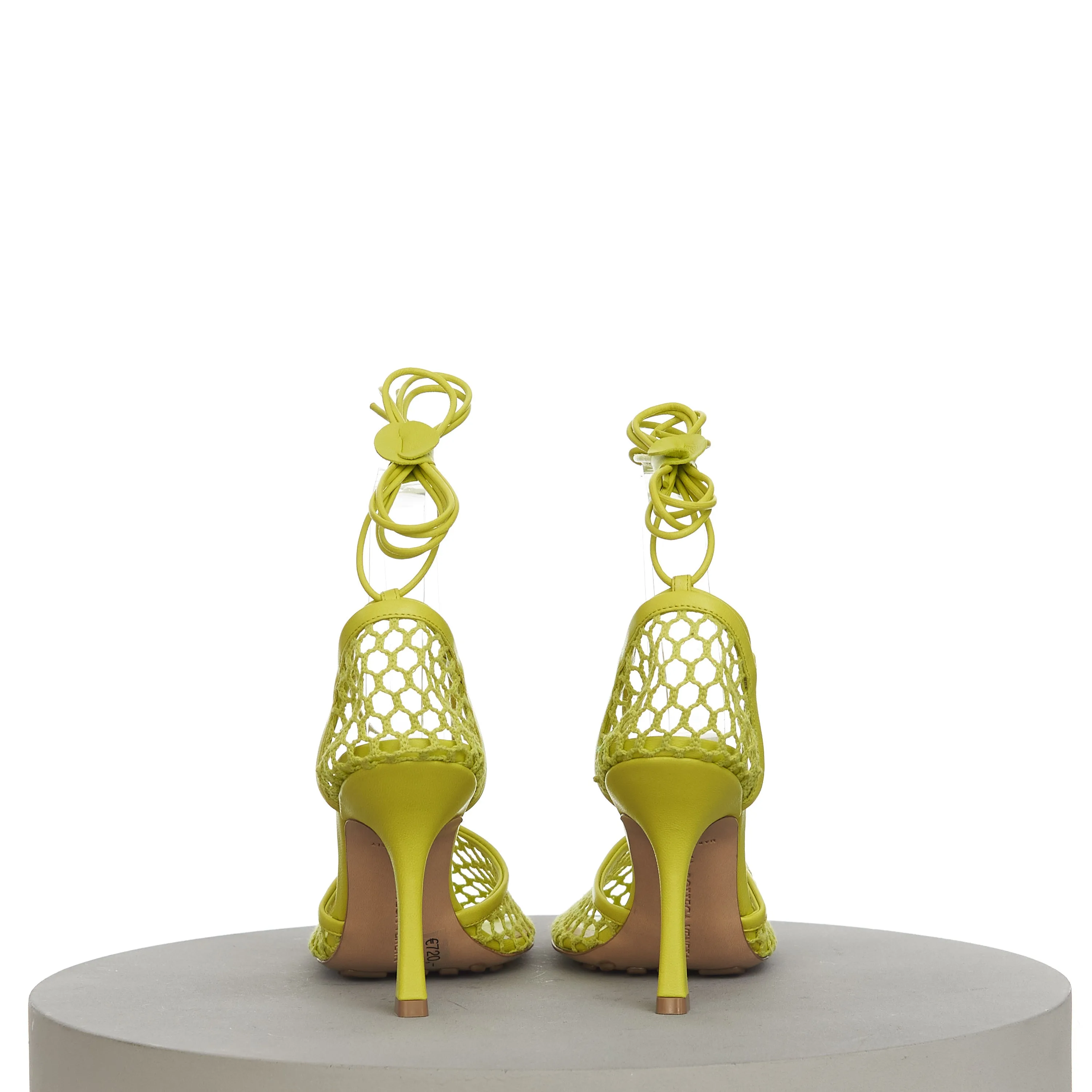 Stretch Sandals In Kiwi Green Mesh & Leather