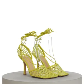 Stretch Sandals In Kiwi Green Mesh & Leather