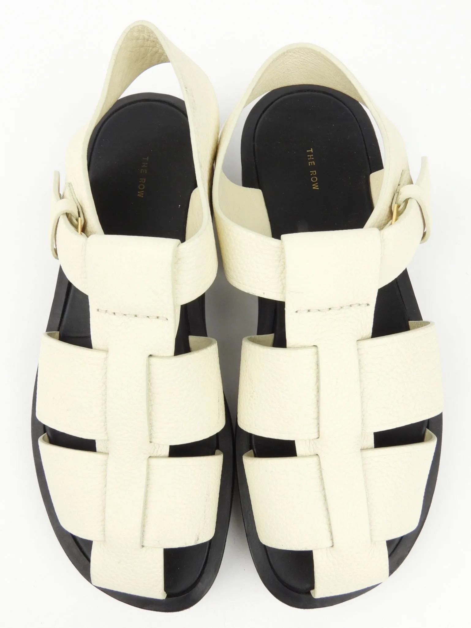 The Row Off White Leather Platform Fisherman Sandals - 38.5