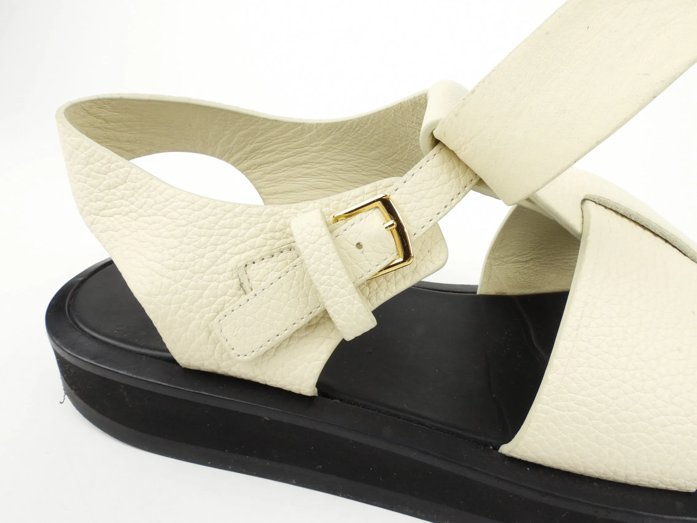 The Row Off White Leather Platform Fisherman Sandals - 38.5