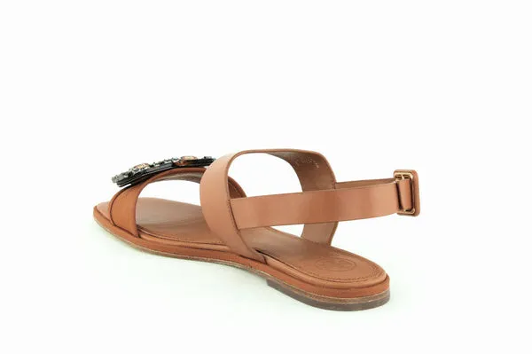 TORY BURCH - DELANEY LEATHER AND JEWELED SANDALS **FREE SHIPPING**