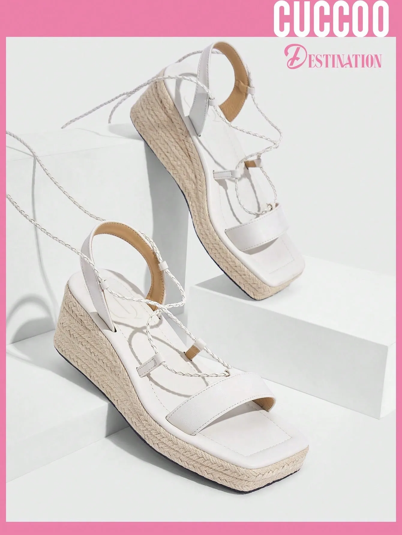 Woman Shoes Fashionable Platform Espadrille Sandals With Strappy Tie For Spring And Summer