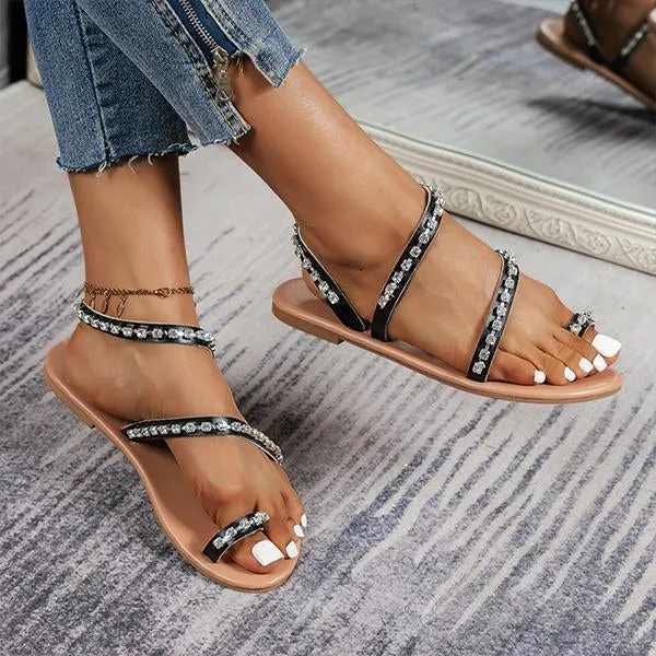 Women's Bohemian Flat Rhinestone Sandals 46155575S