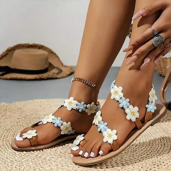 Women's Bohemian Flat Toe-Ring Beach Sandals 42509498C