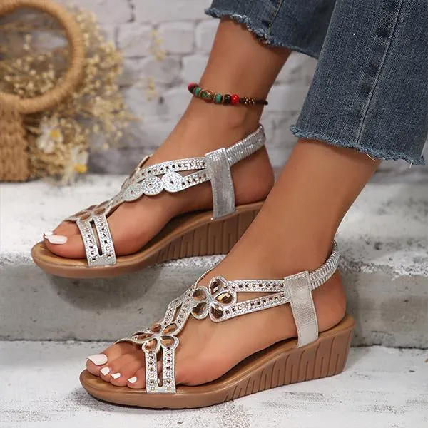 Women's Bohemian Rhinestone Resort Wedge Sandals 18829129S