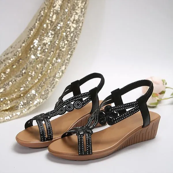 Women's Bohemian Rhinestone Resort Wedge Sandals 18829129S