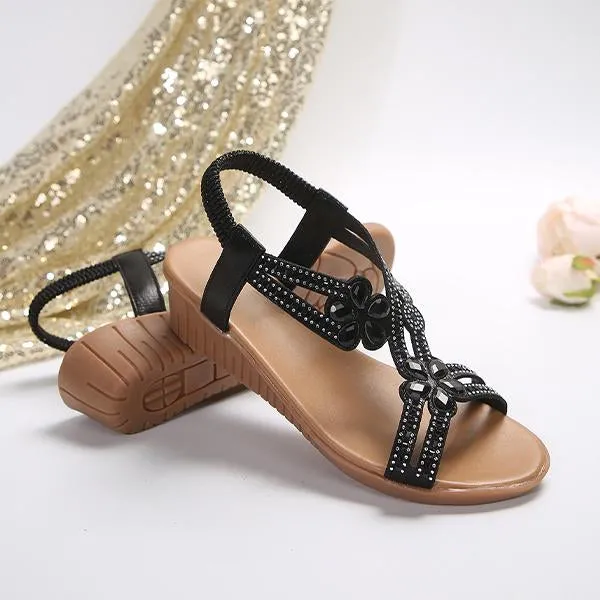 Women's Bohemian Rhinestone Resort Wedge Sandals 18829129S