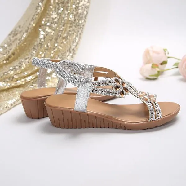 Women's Bohemian Rhinestone Resort Wedge Sandals 18829129S