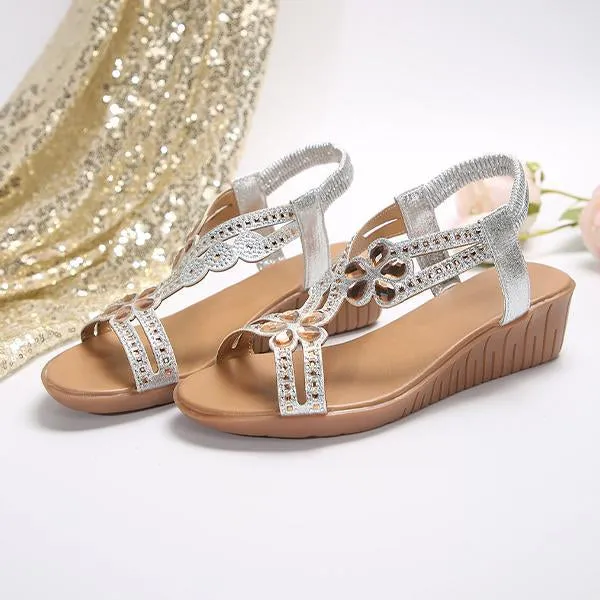 Women's Bohemian Rhinestone Resort Wedge Sandals 18829129S