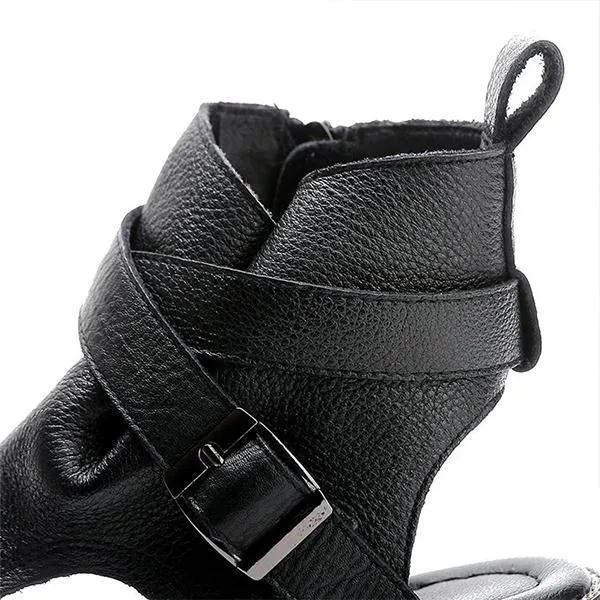 Women's Buckle Platform High Top Block Heel Sandals 77377651C