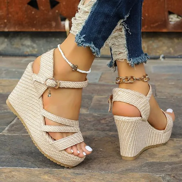 Women's Casual Denim Thick Sole Wedge Sandals 05009043S