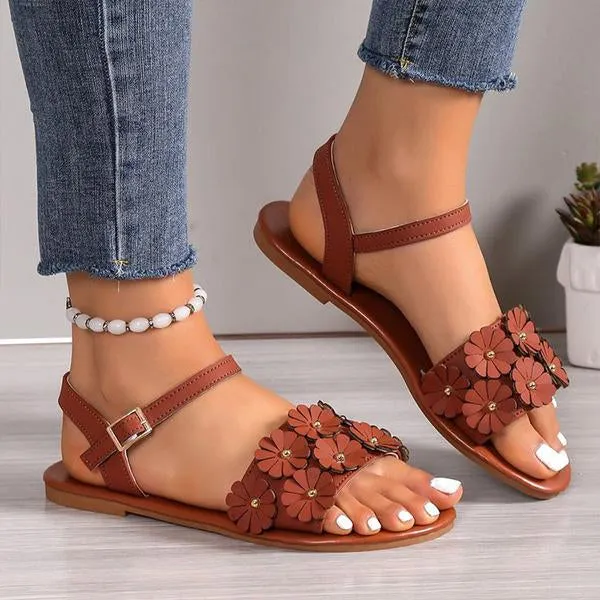 Women's Casual Flower Buckle Flat Sandals 20677204S