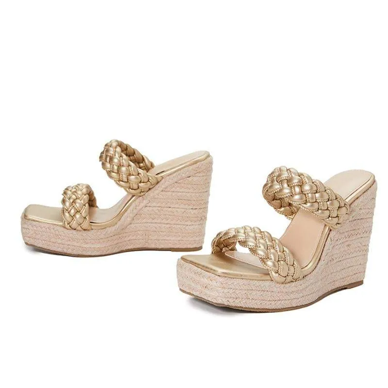 Women's Double band Woven Wedge Sandals