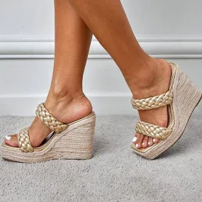 Women's Double band Woven Wedge Sandals