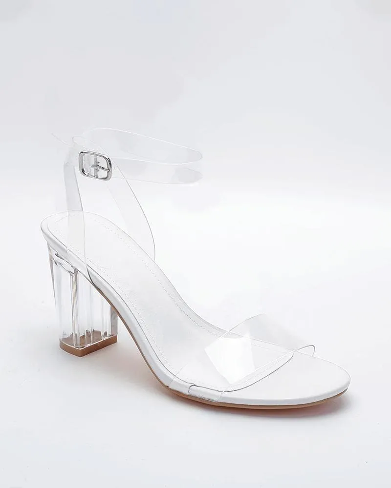 Women's Elegant PVC Transparent Heel Sandals