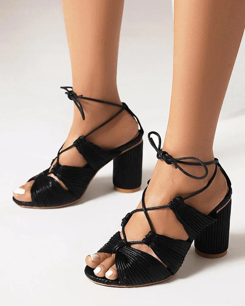 Women's Fashion Web celebrity style Adjusting Buckle Block Heel Sandals