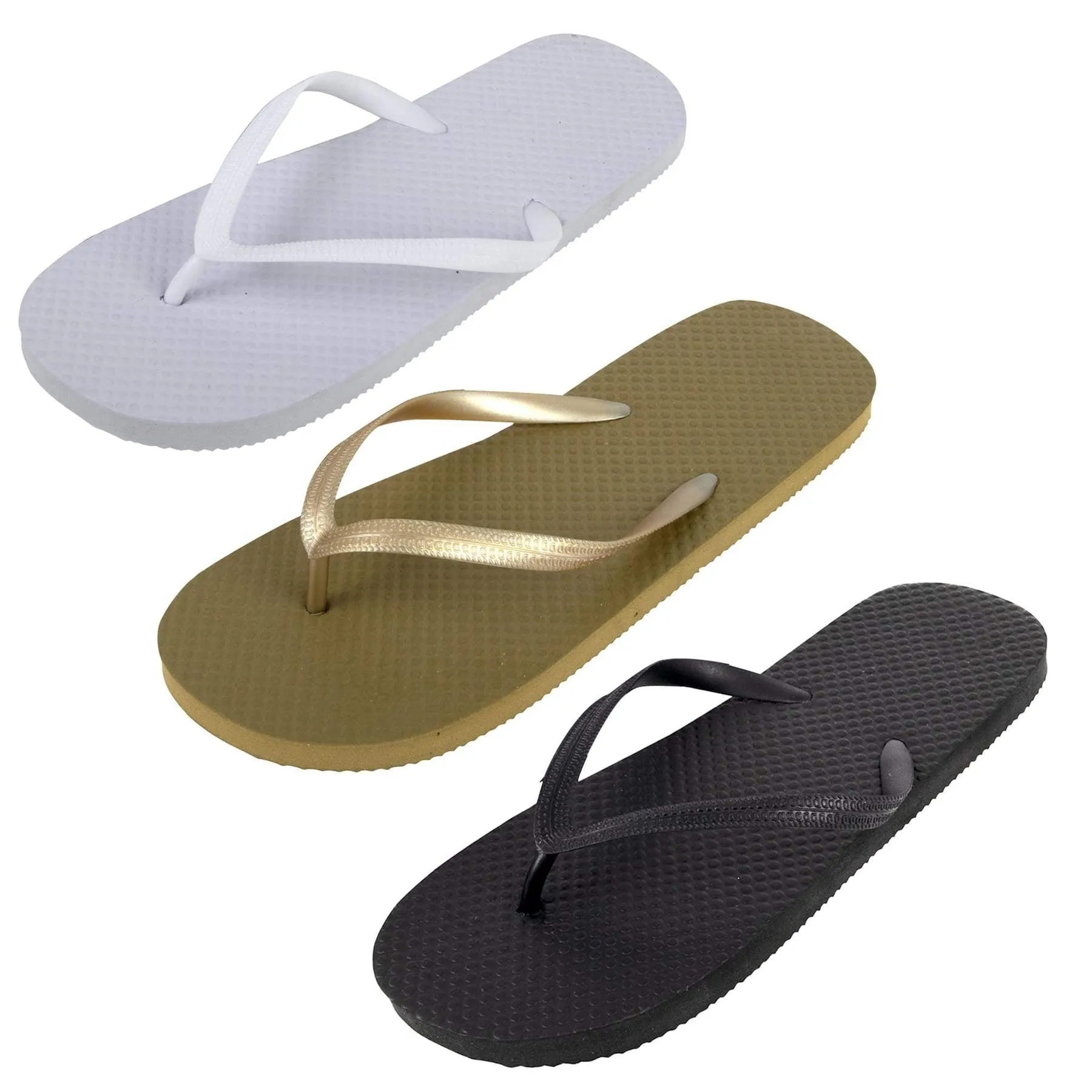 Women's Gold White Black Flip Flops Sandals Perfect for Outdoor Travel Vacation