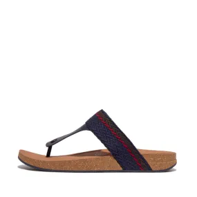 รองเท้าแตะแบบหูหนีบ ผู้ชาย รุ่น iQUSHION MEN'S STRIPE-WEBBING/LEATHER TOE-POST SANDALS